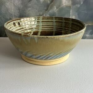 Art Studio CCW Noodle Bowl 8” Stoneware Pottery Coil Ombre Multicolor Handmade